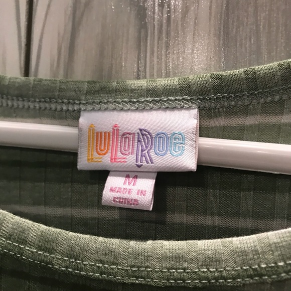 NWT Lularoe Carly Medium Green & White Stripe - Picture 2 of 5